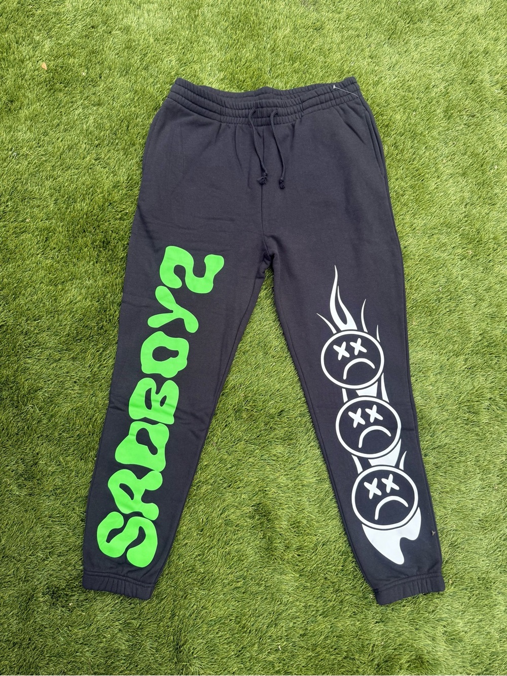 Sad Boyz Lofi Smile Graphic Sweatpants Black Large Zumies